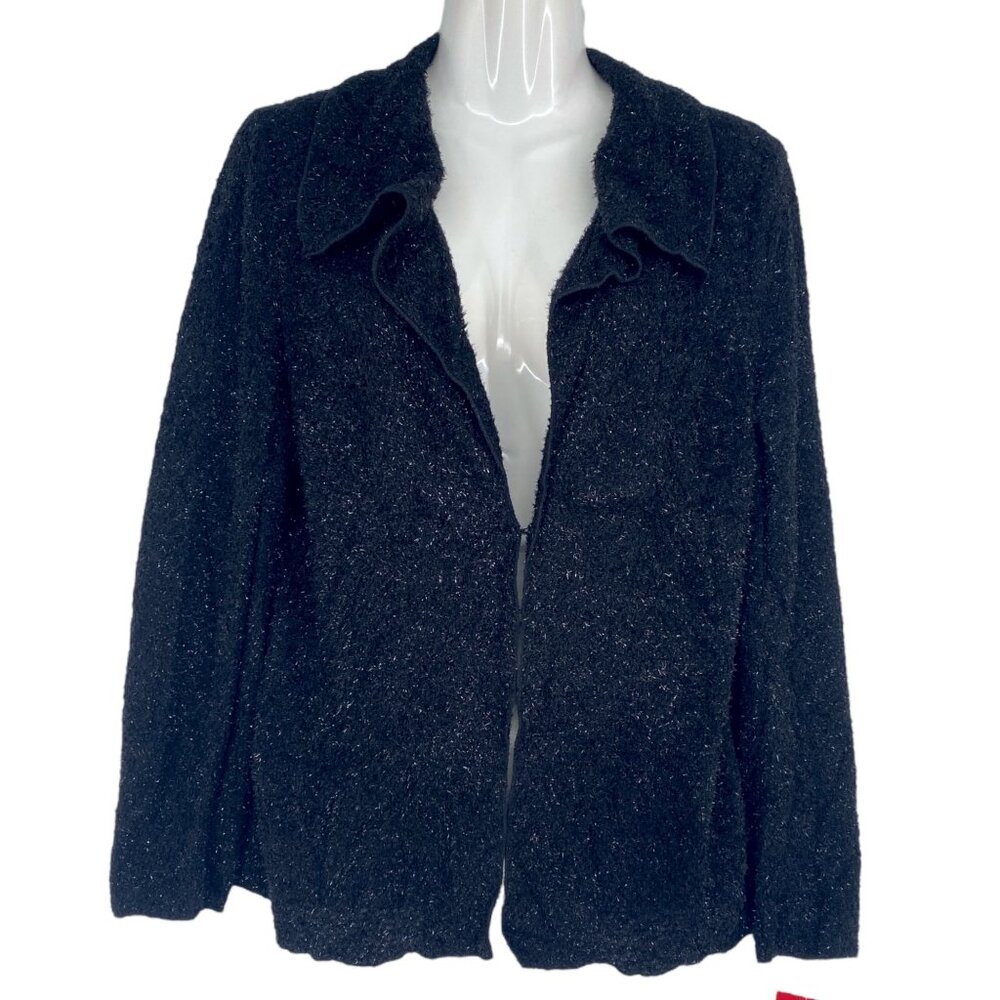 NWT Rafaella Womens 10 Sparkly Black Jacket Lightweight Knit Evening Holiday